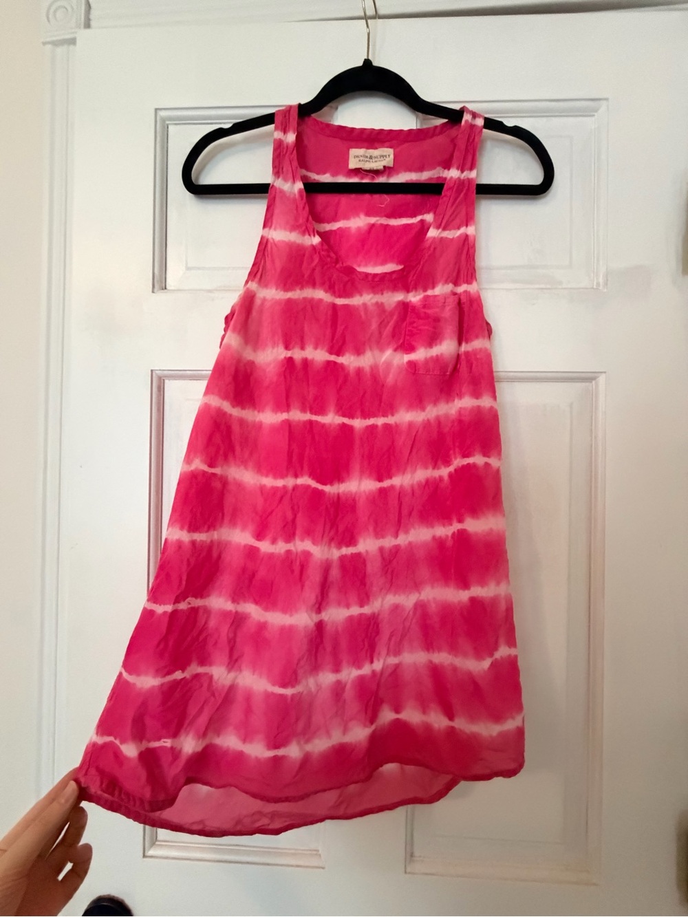 Denim & Supply Ralph Lauren Hot Pink and White Tie-Dye Tank Top